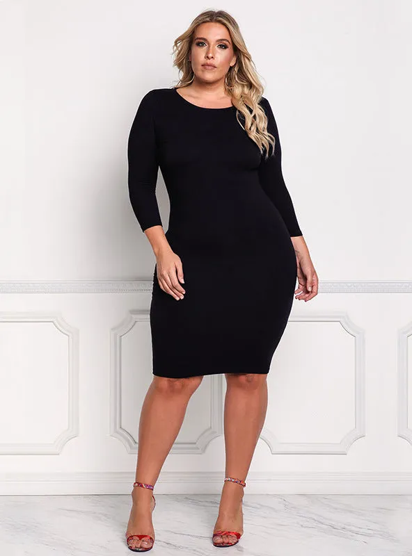 Long Sleeve Slim Solid Color Dress
