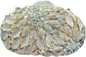 Luxury Crystal Clutch Rhinestones Evening Bag Hollow Out 3D Flower Handbag Evening Wedding Prom Bag