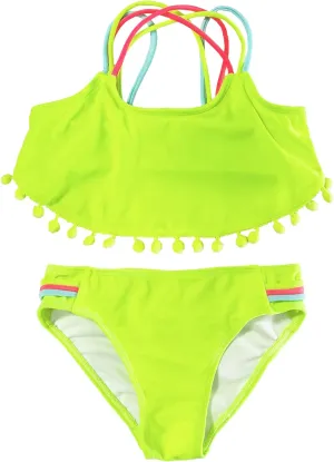 M2C Girls Two Piece Bikini Set Cross Strap Crop Swimsuits