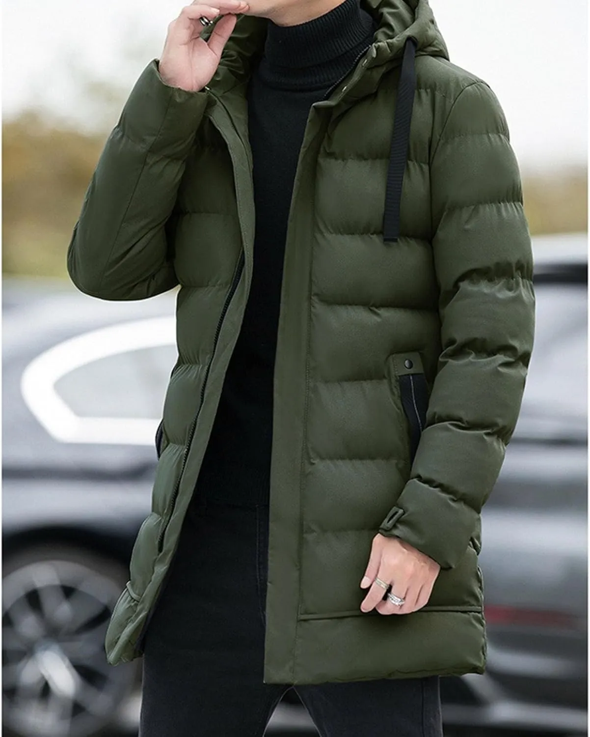 Maiyifu-GJ Men's Warm Winter Long Parka Jacket Thickened Hooded Down Coat Padded Puffer Jackets Windproof Outerwear