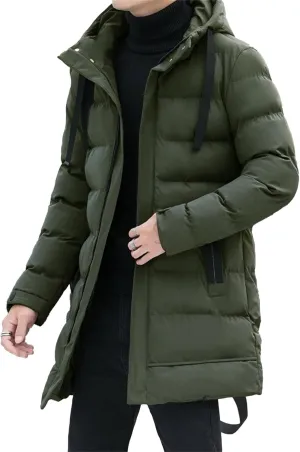 Maiyifu-GJ Men's Warm Winter Long Parka Jacket Thickened Hooded Down Coat Padded Puffer Jackets Windproof Outerwear