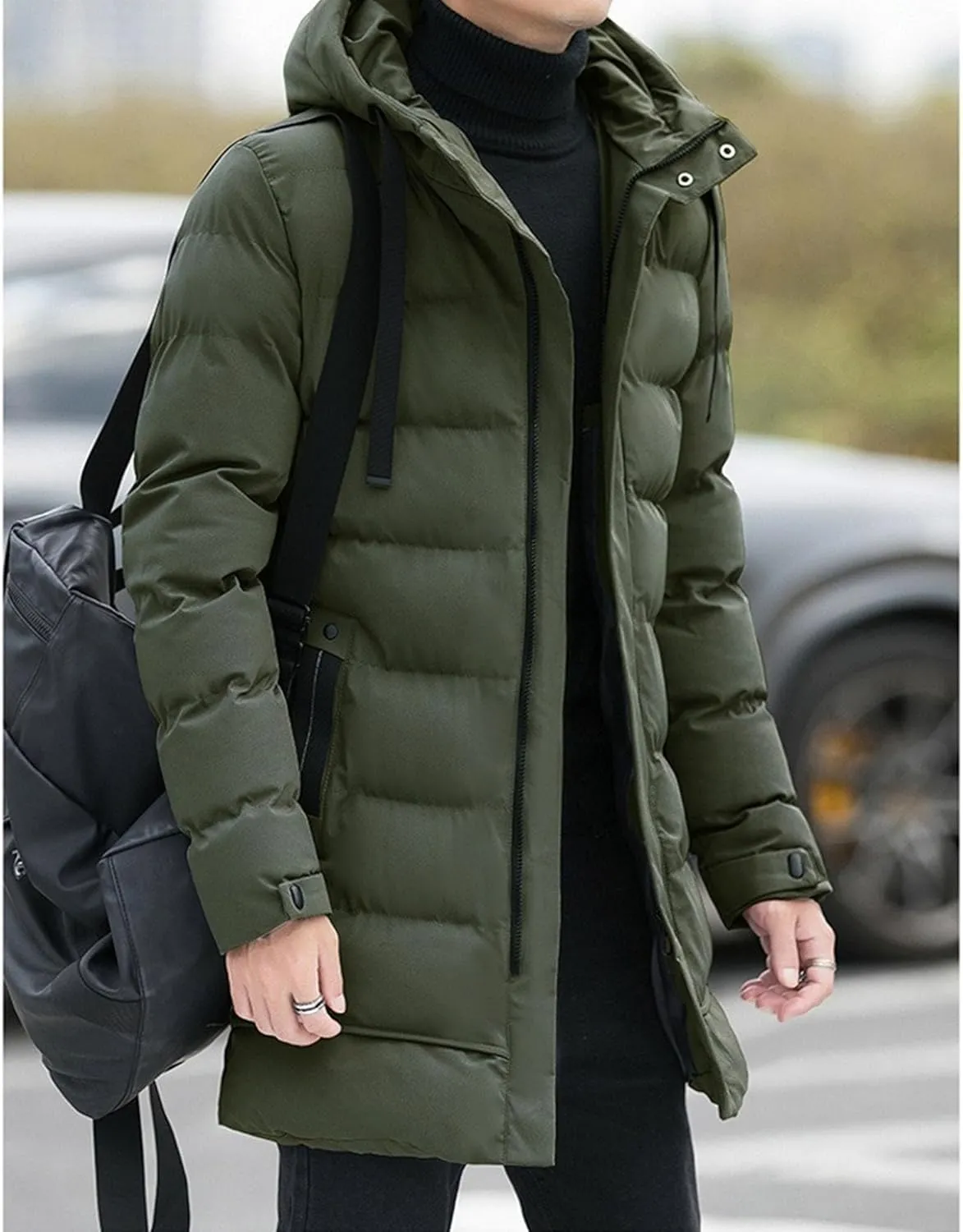 Maiyifu-GJ Men's Warm Winter Long Parka Jacket Thickened Hooded Down Coat Padded Puffer Jackets Windproof Outerwear