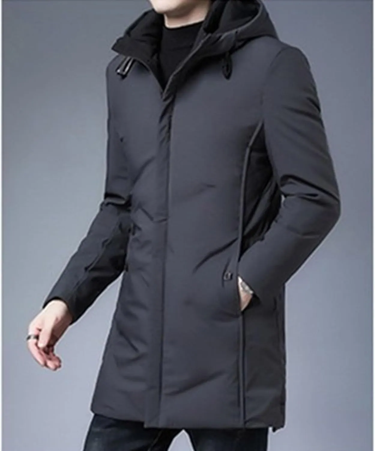 Maiyifu-GJ Men's Winter Hooded Down Coat Long Thicken Warm Parka Jacket Quilted Puffer Jackets Windproof Padded Outerwear