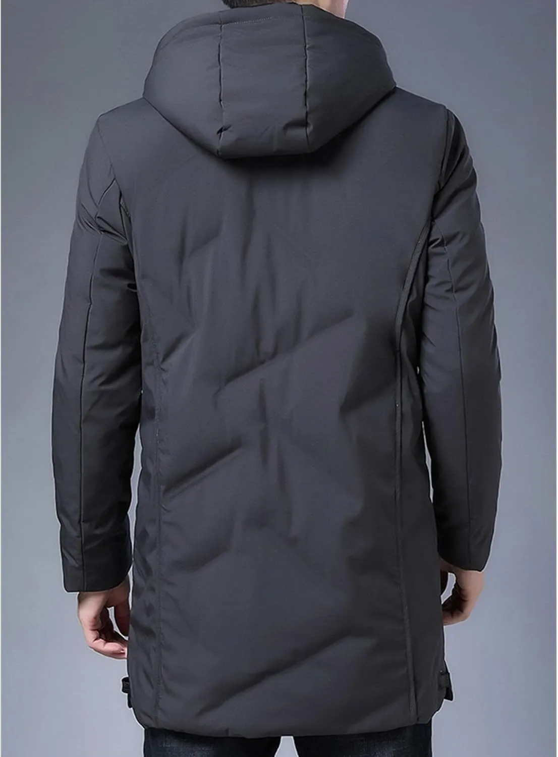 Maiyifu-GJ Men's Winter Hooded Down Coat Long Thicken Warm Parka Jacket Quilted Puffer Jackets Windproof Padded Outerwear