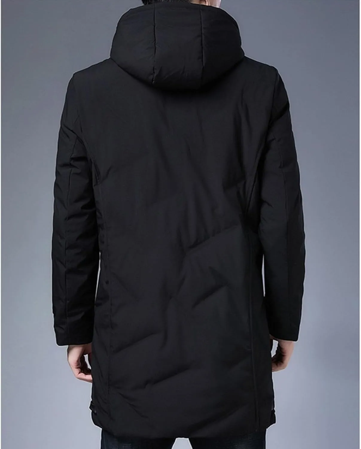 Maiyifu-GJ Men's Winter Hooded Down Coat Long Thicken Warm Parka Jacket Quilted Puffer Jackets Windproof Padded Outerwear