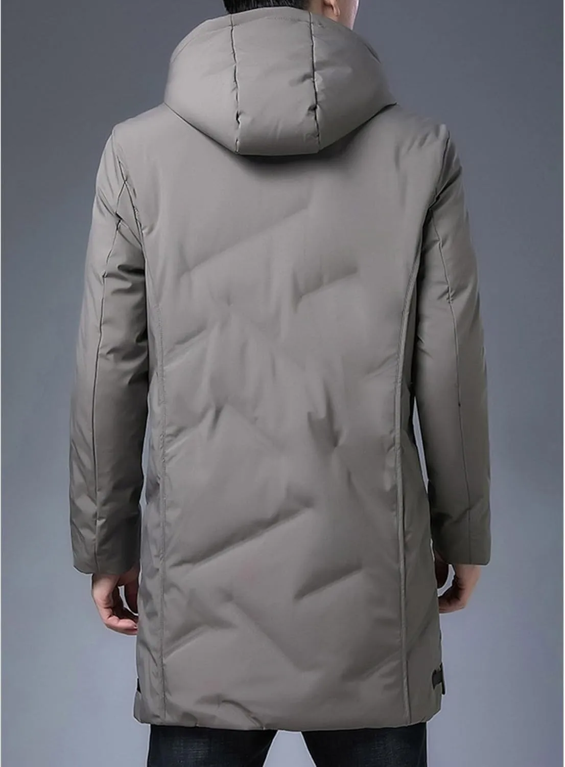 Maiyifu-GJ Men's Winter Hooded Down Coat Long Thicken Warm Parka Jacket Quilted Puffer Jackets Windproof Padded Outerwear