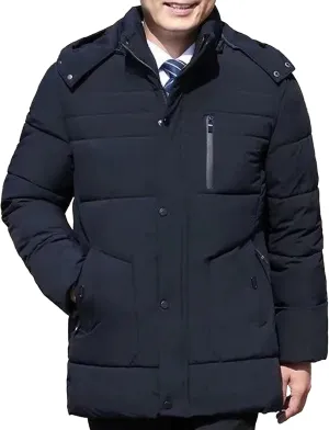 Maiyifu-GJ Men's Winter Hooded Puffer Jacket Fleece Lined Windproof Down Coats Thicken Warm Parka Outerwear Windbreaker