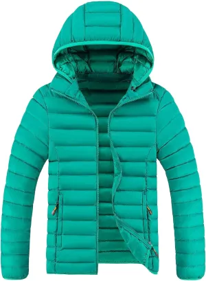 Maiyifu-GJ Winter Hooded Down Coat for Men Lightweight Thicken Warm Parka Down Jacket Hiking Waterproof Padded Outerwear (Green 1,Large)
