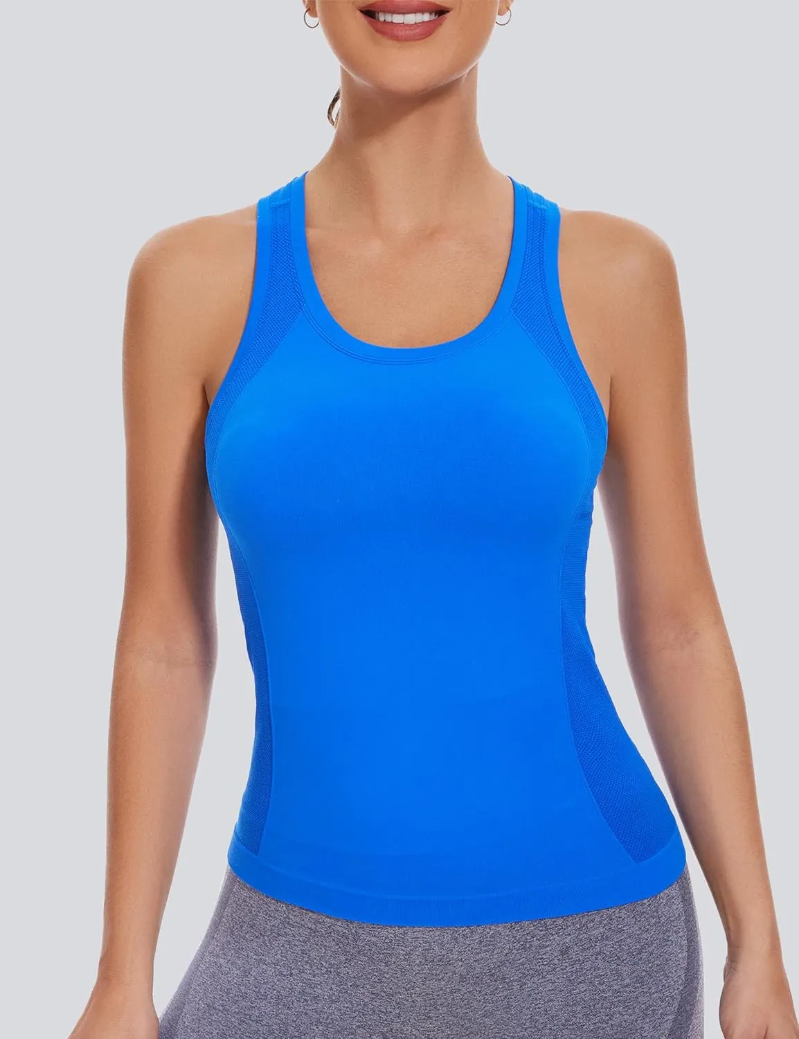 MathCat Workout Tank Tops for women Racerback Tank tops Seamless Gym Tops Sleeveless Athletic Yoga Running Shirts