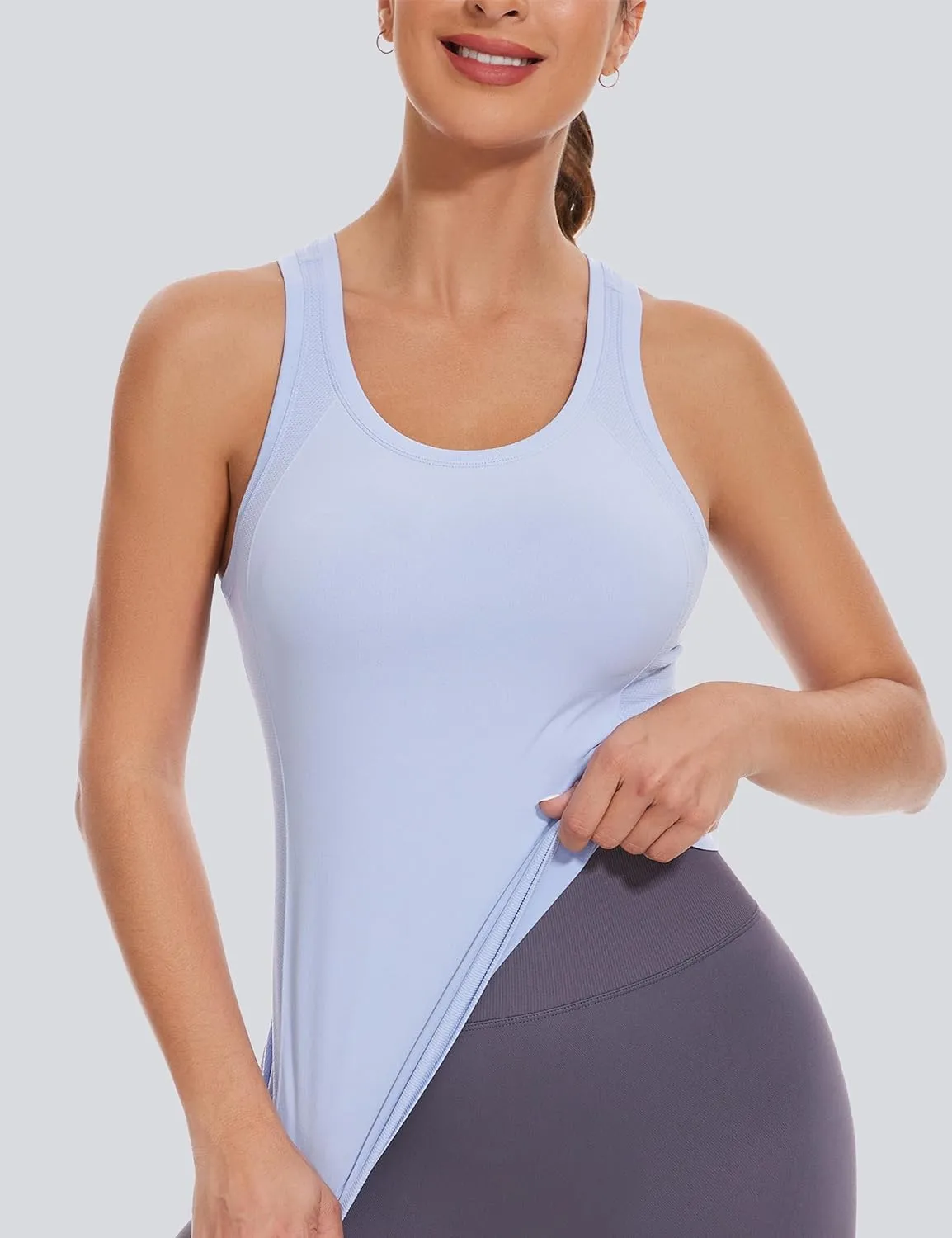 MathCat Workout Tank Tops for women Racerback Tank tops Seamless Gym Tops Sleeveless Athletic Yoga Running Shirts