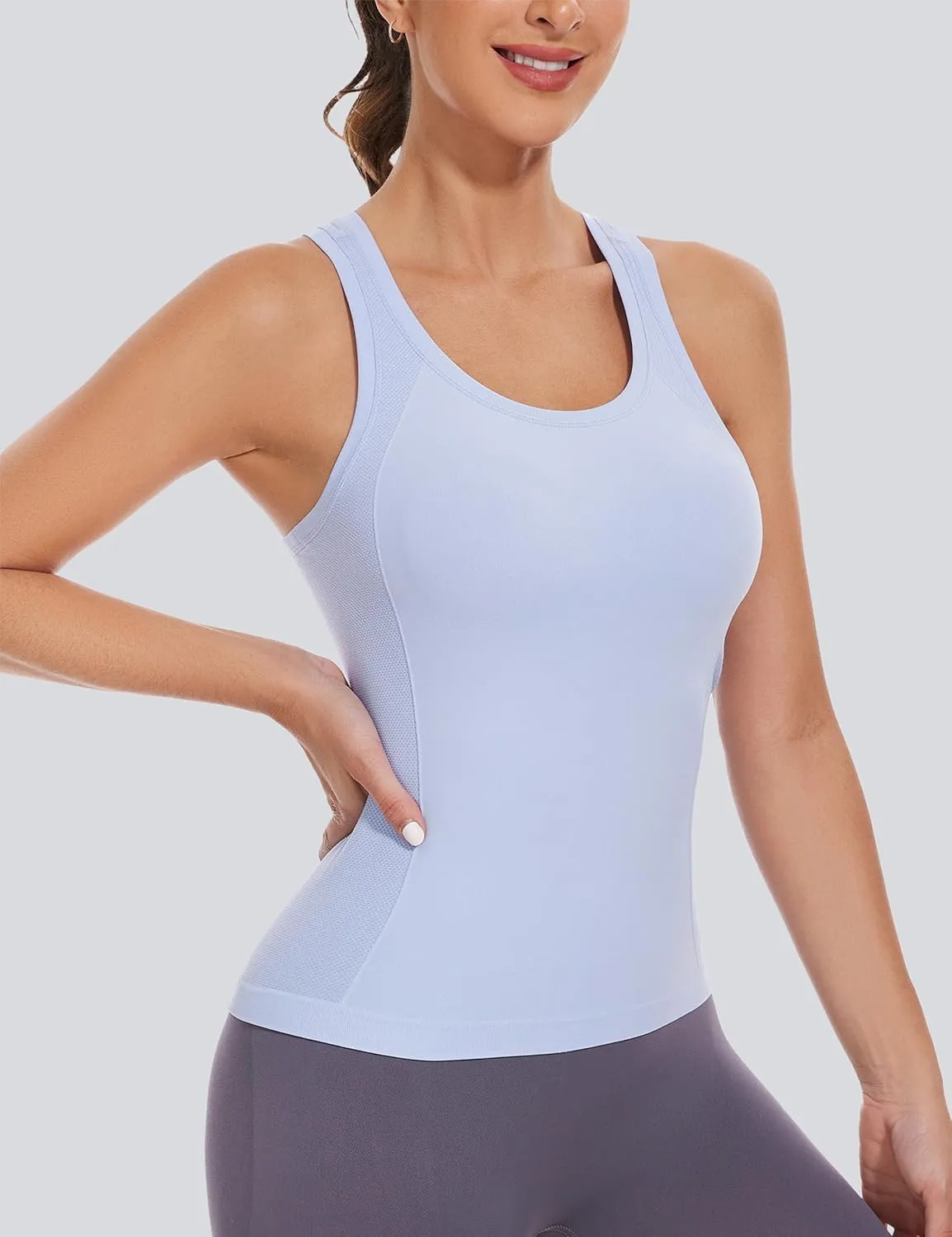MathCat Workout Tank Tops for women Racerback Tank tops Seamless Gym Tops Sleeveless Athletic Yoga Running Shirts
