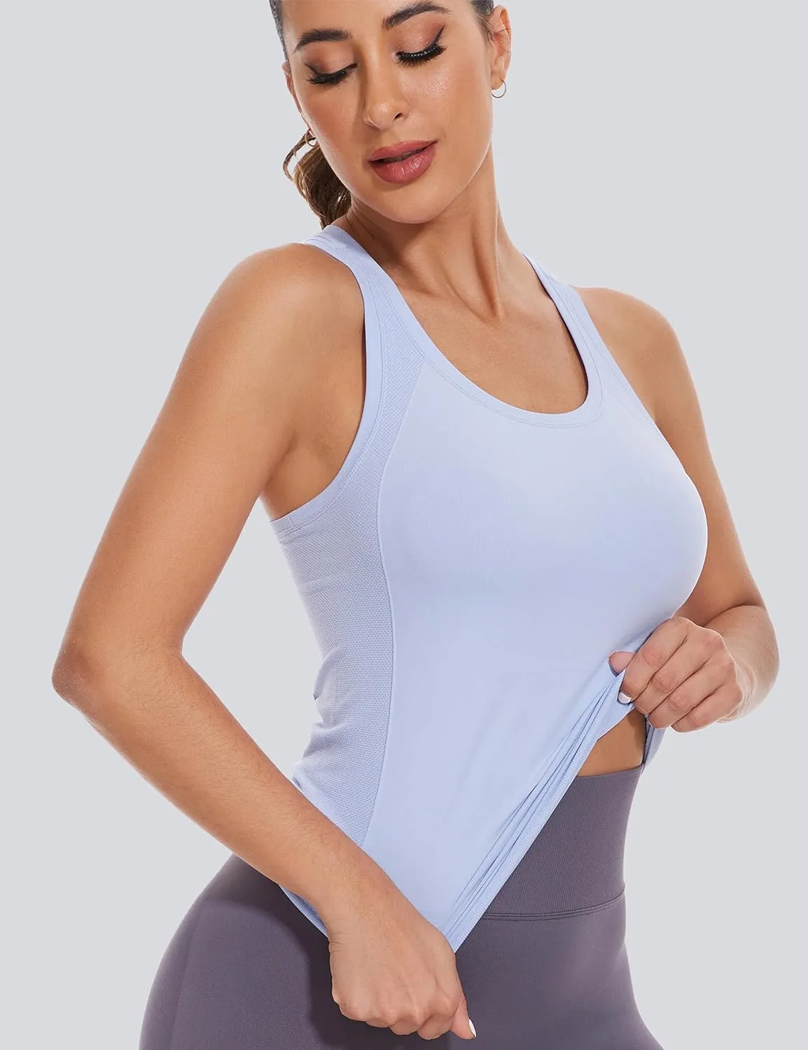 MathCat Workout Tank Tops for women Racerback Tank tops Seamless Gym Tops Sleeveless Athletic Yoga Running Shirts