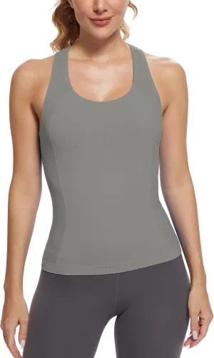 MathCat Workout Tops for Women Racerback Tank Tops Seamless Running Tank Tops Muscle Tank