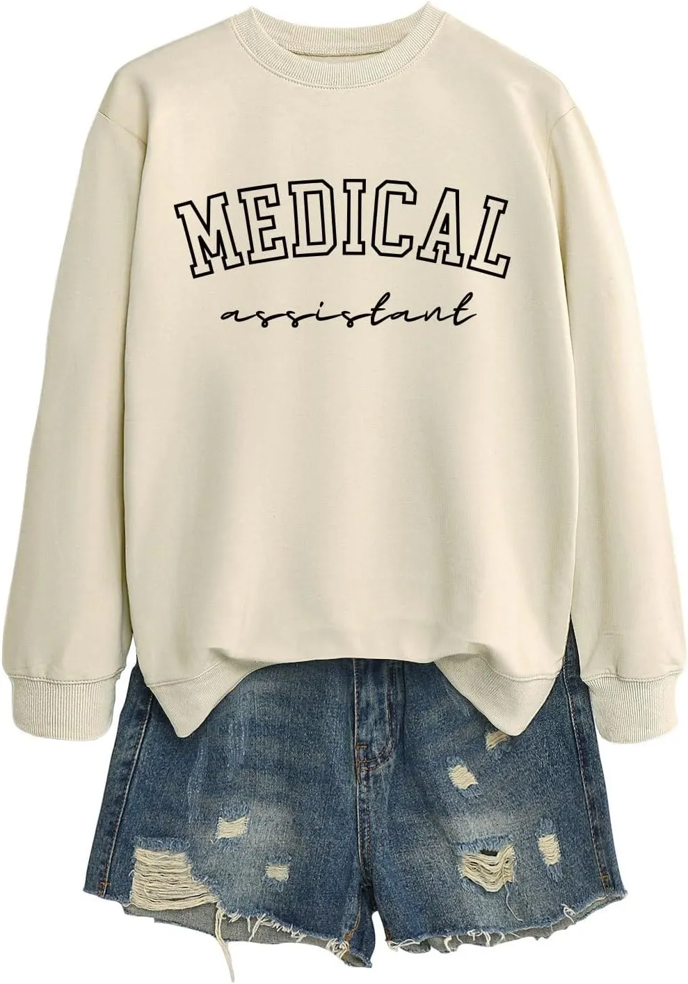 Medical Assistant Sweatshirt Women's Long Sleeve Med Assistant Shirt Crewneck Medical Assistant Pullover Sweater