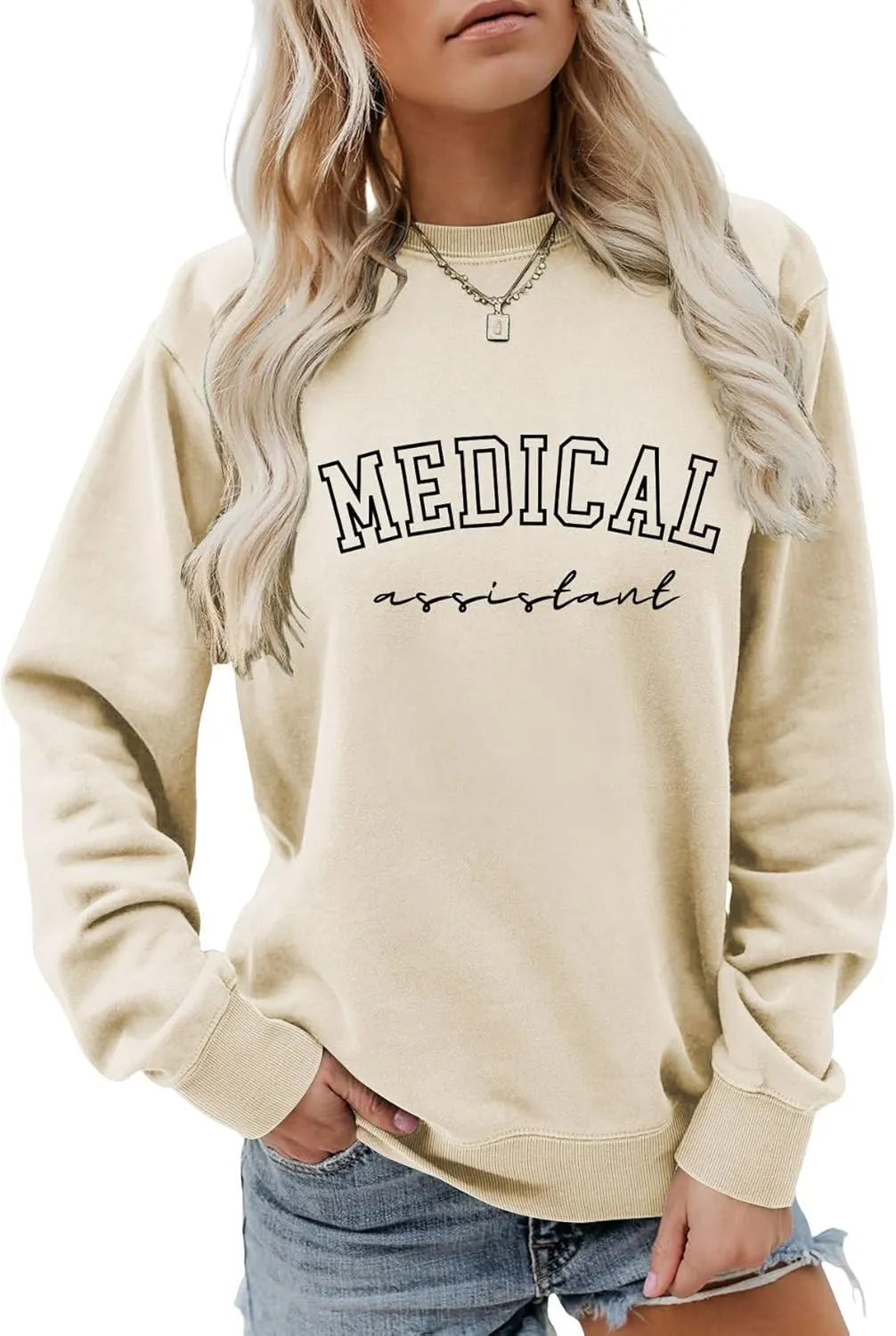Medical Assistant Sweatshirt Women's Long Sleeve Med Assistant Shirt Crewneck Medical Assistant Pullover Sweater
