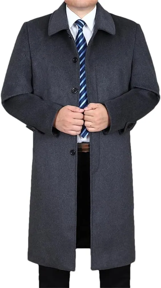 Men Wool Long Coat Winter Warm Classic Wool Pea Coat Men Wool Overcoat Wool Blend Coat Outerwear Man Coats