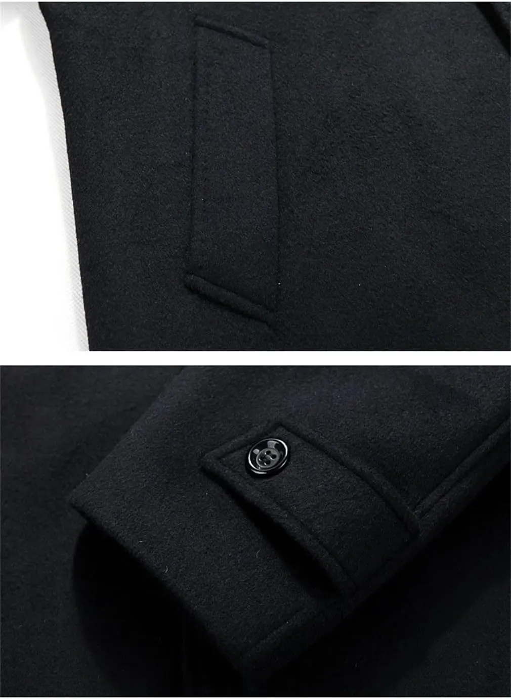 Men Wool Long Coat Winter Warm Classic Wool Pea Coat Men Wool Overcoat Wool Blend Coat Outerwear Man Coats