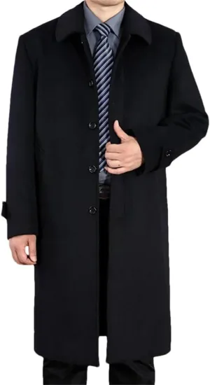 Men Wool Long Coat Winter Warm Classic Wool Pea Coat Men Wool Overcoat Wool Blend Coat Outerwear Man Coats