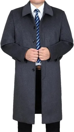 Men Wool Long Coat Winter Warm Classic Wool Pea Coat Men Wool Overcoat Wool Blend Coat Outerwear Man Coats