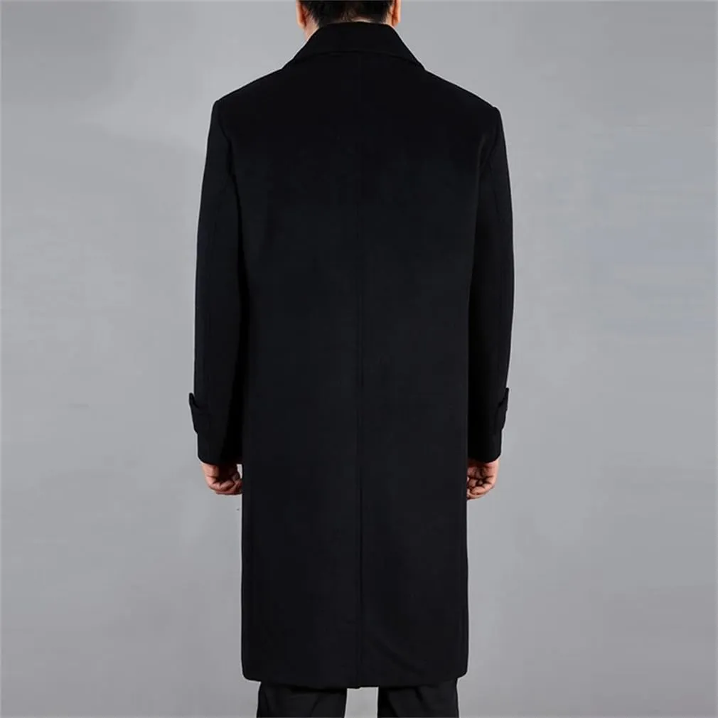 Men Wool Long Coat Winter Warm Classic Wool Pea Coat Men Wool Overcoat Wool Blend Coat Outerwear Man Coats