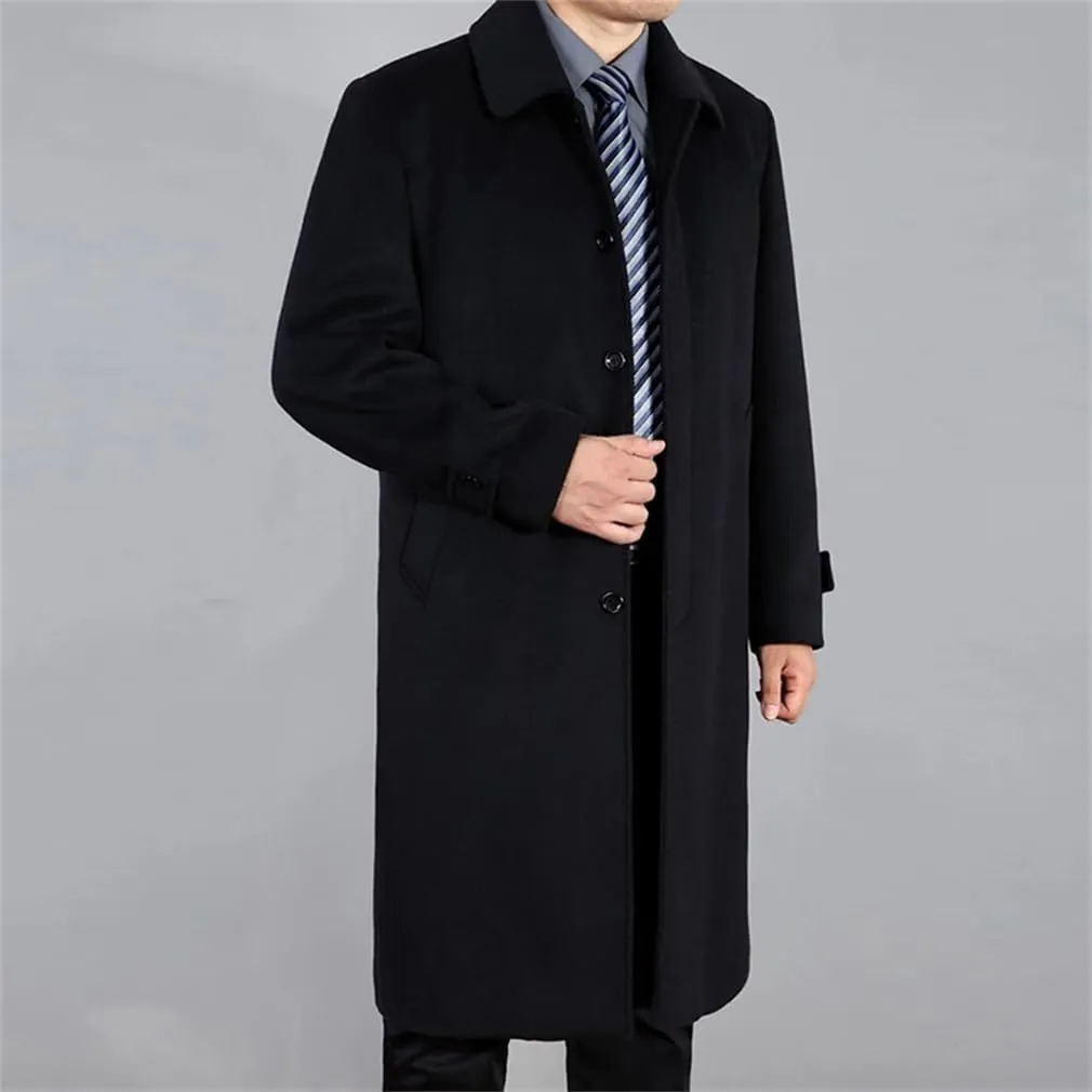 Men Wool Long Coat Winter Warm Classic Wool Pea Coat Men Wool Overcoat Wool Blend Coat Outerwear Man Coats