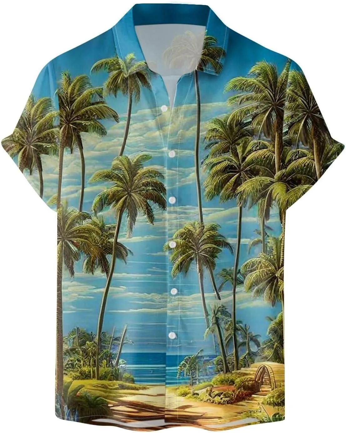 Mens 2024 Hawaiian Tropical Shirts Short Sleeve Casual Button Down Floral Summer Beach Shirts Holiday Floral Shirts