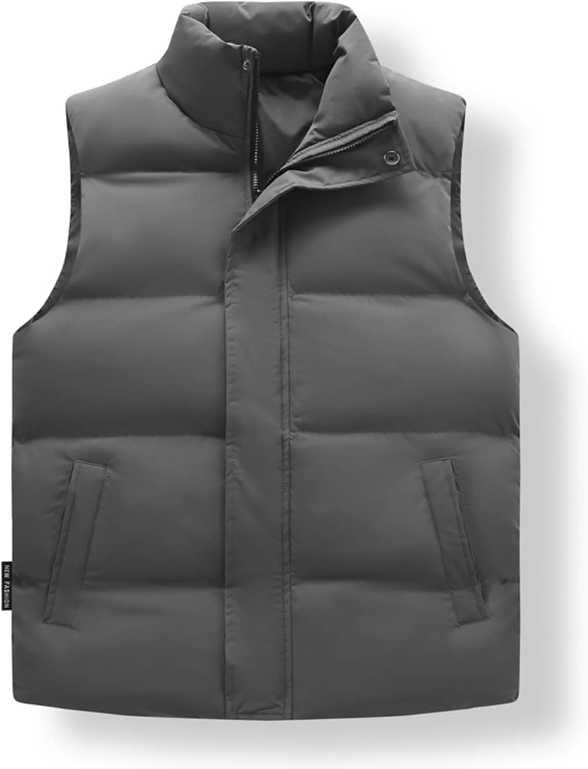 Men's Big And Tall Outdoor Vests Winter Puffer Vest Standing Collar Down Cotton Slim Fitting Vest, M-5XL