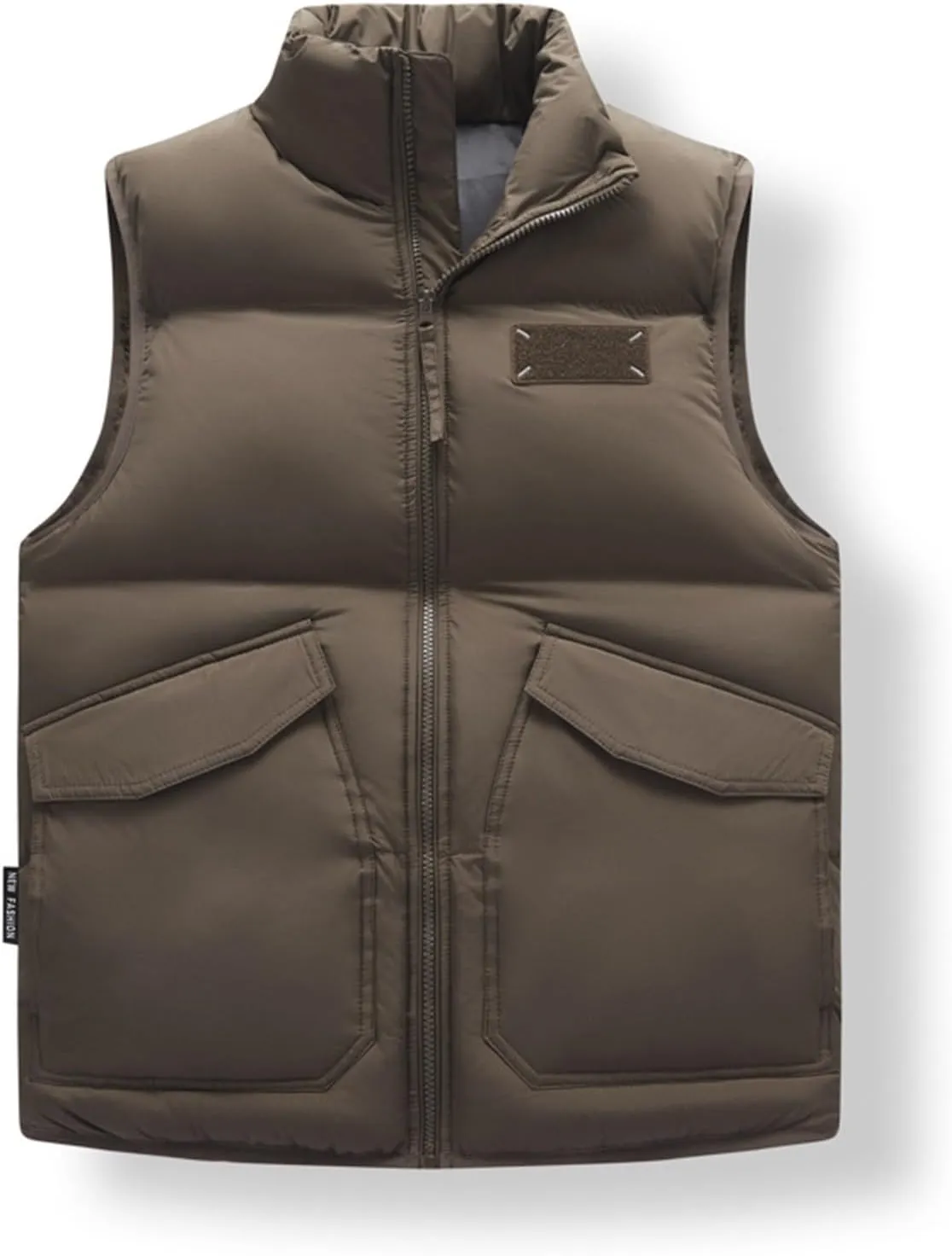 Men's Big And Tall Outdoor Vests Winter Puffer Vest Standing Collar Down Cotton Slim Fitting Vest, M-5XL