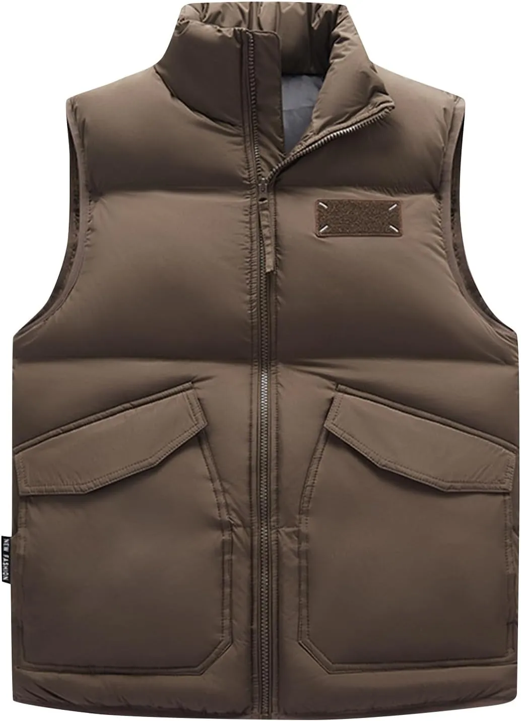 Men's Big And Tall Outdoor Vests Winter Puffer Vest Standing Collar Down Cotton Slim Fitting Vest, M-5XL