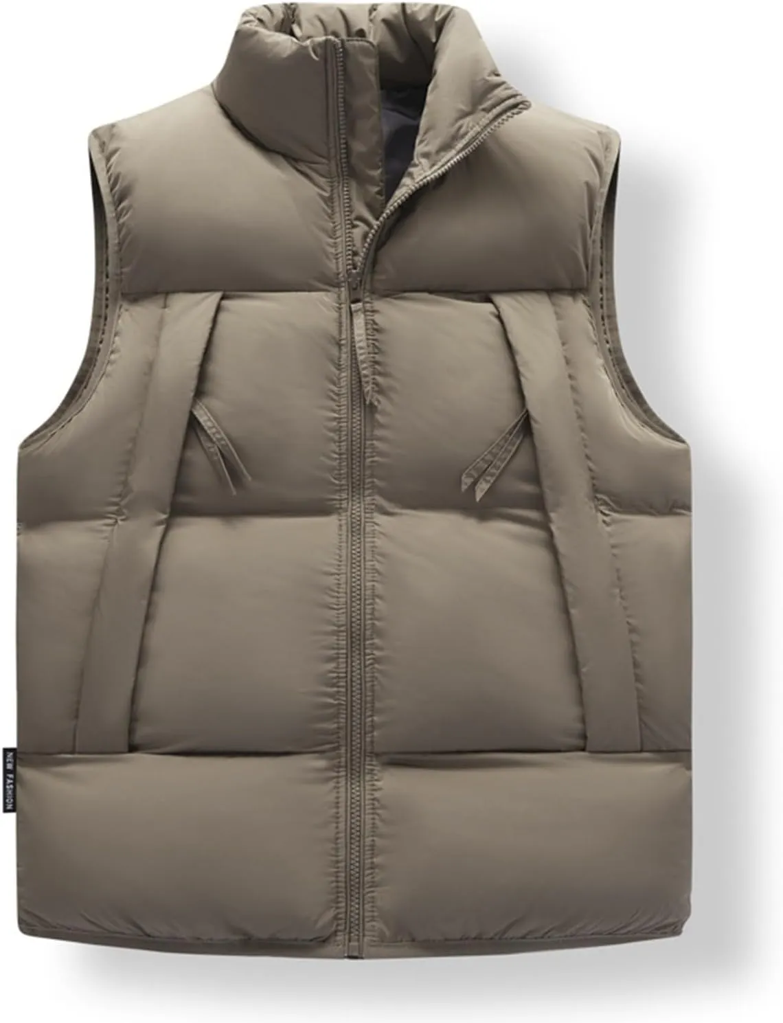 Men's Big And Tall Outdoor Vests Winter Puffer Vest Standing Collar Down Cotton Slim Fitting Vest, M-5XL