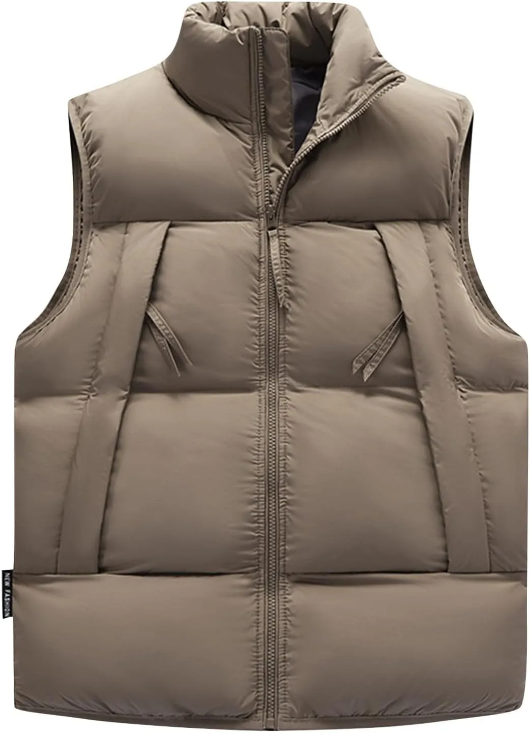 Men's Big And Tall Outdoor Vests Winter Puffer Vest Standing Collar Down Cotton Slim Fitting Vest, M-5XL