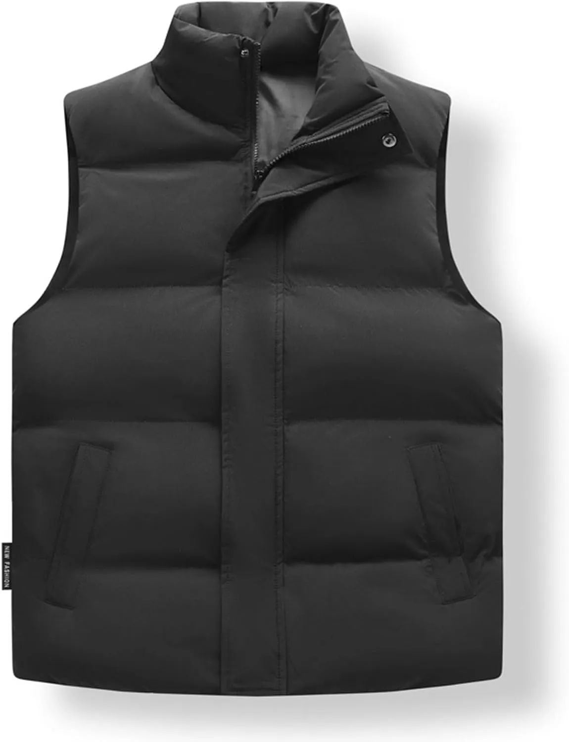 Men's Big And Tall Outdoor Vests Winter Puffer Vest Standing Collar Down Cotton Slim Fitting Vest, M-5XL