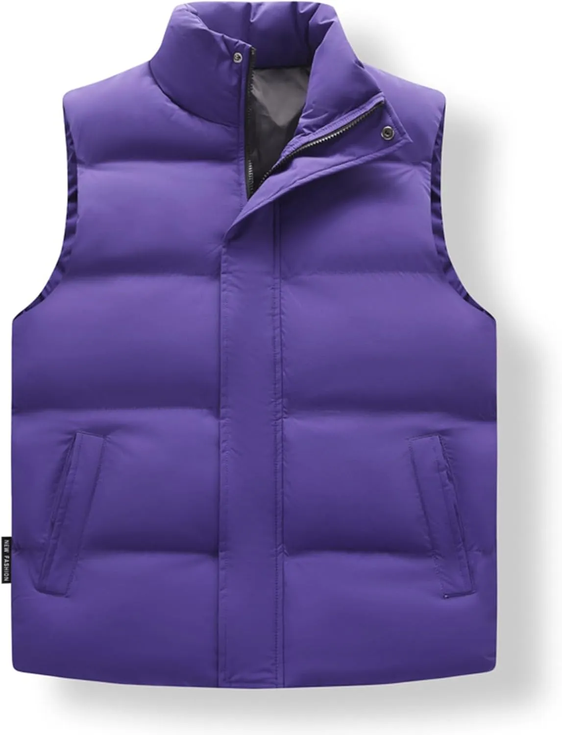 Men's Big And Tall Outdoor Vests Winter Puffer Vest Standing Collar Down Cotton Slim Fitting Vest, M-5XL
