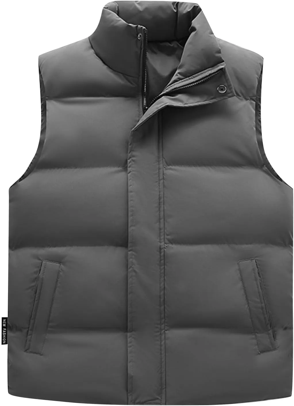 Men's Big And Tall Outdoor Vests Winter Puffer Vest Standing Collar Down Cotton Slim Fitting Vest, M-5XL