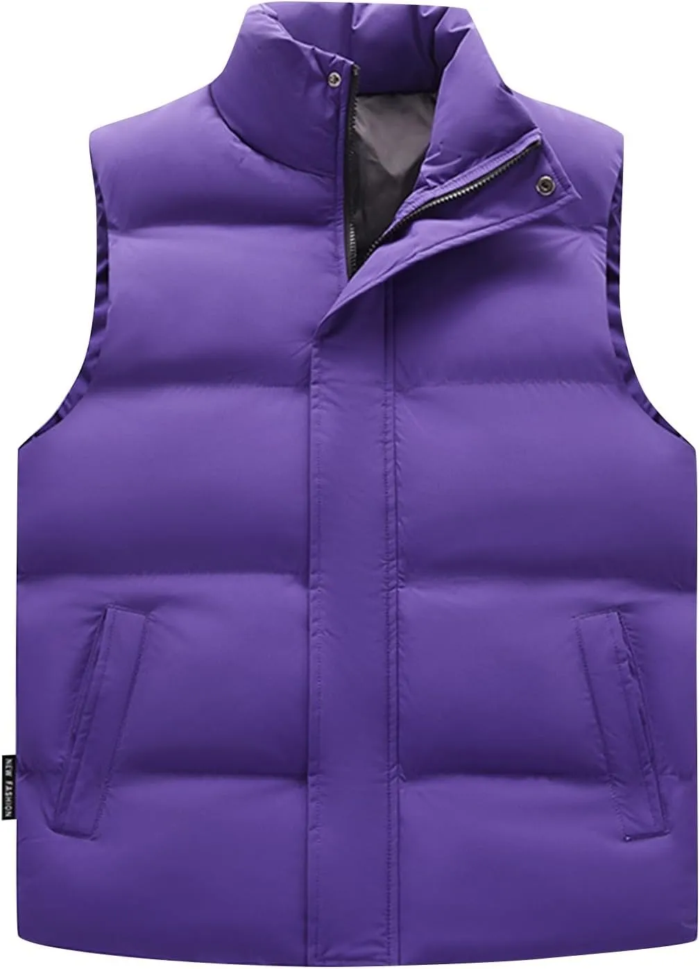 Men's Big And Tall Outdoor Vests Winter Puffer Vest Standing Collar Down Cotton Slim Fitting Vest, M-5XL