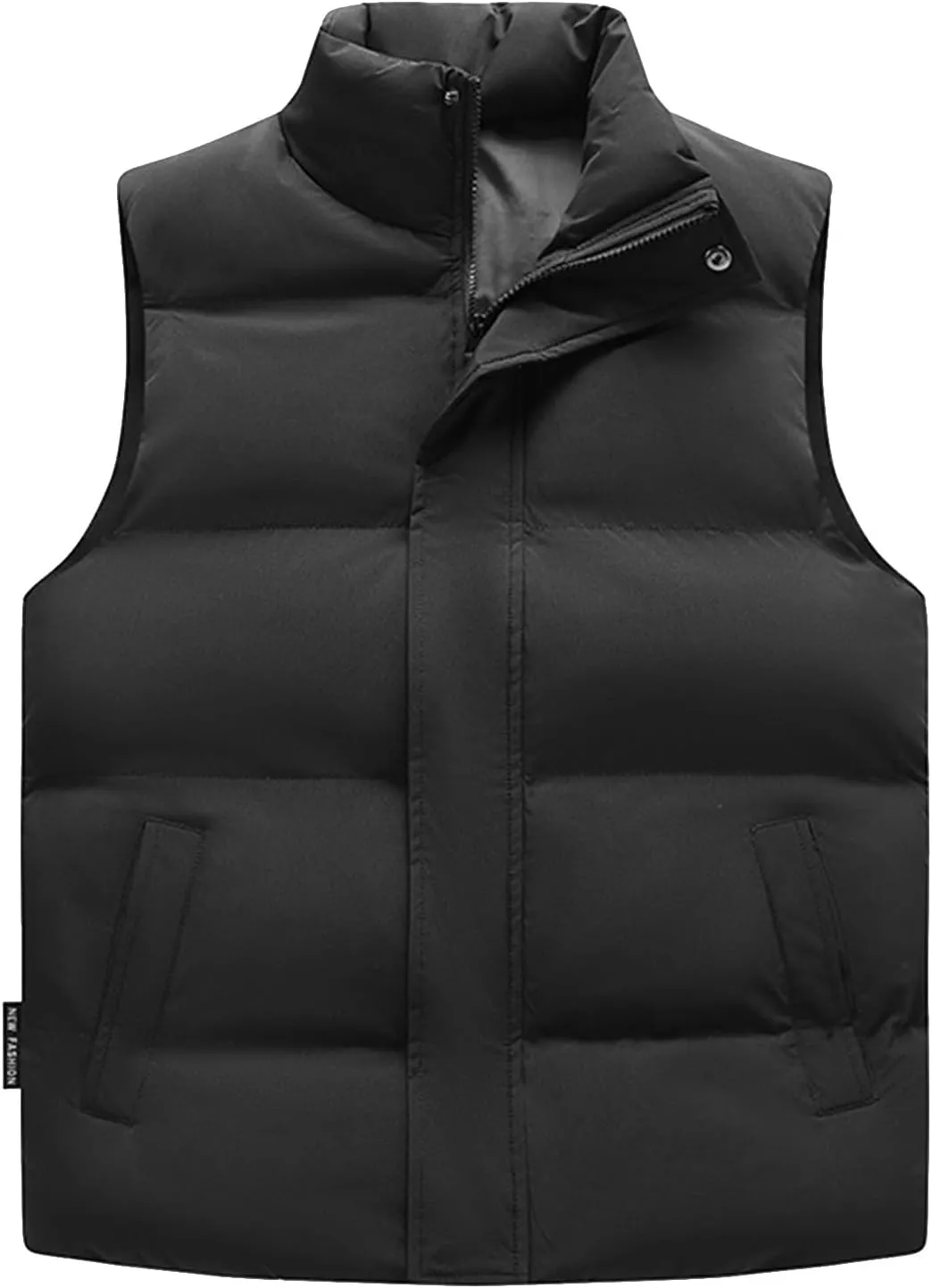 Men's Big And Tall Outdoor Vests Winter Puffer Vest Standing Collar Down Cotton Slim Fitting Vest, M-5XL