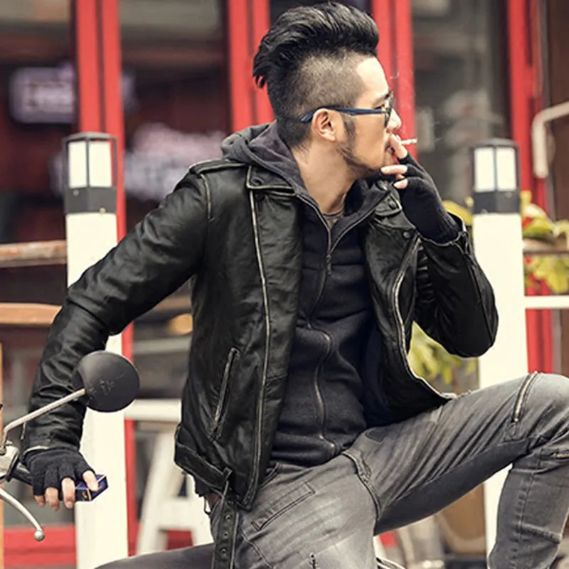 Men's Casual Short Leather Jacket