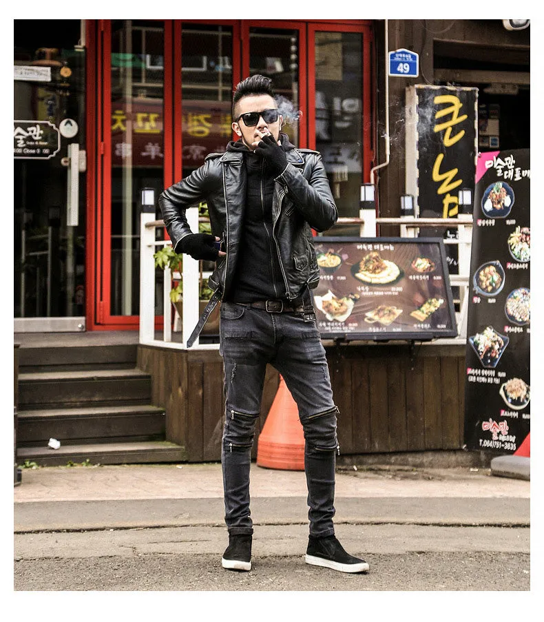 Men's Casual Short Leather Jacket
