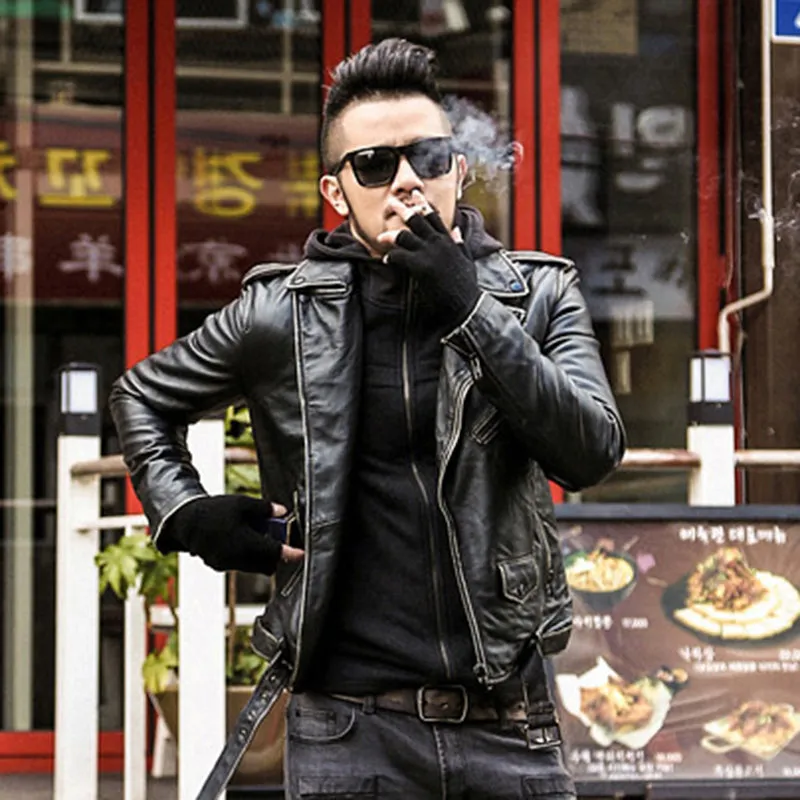 Men's Casual Short Leather Jacket