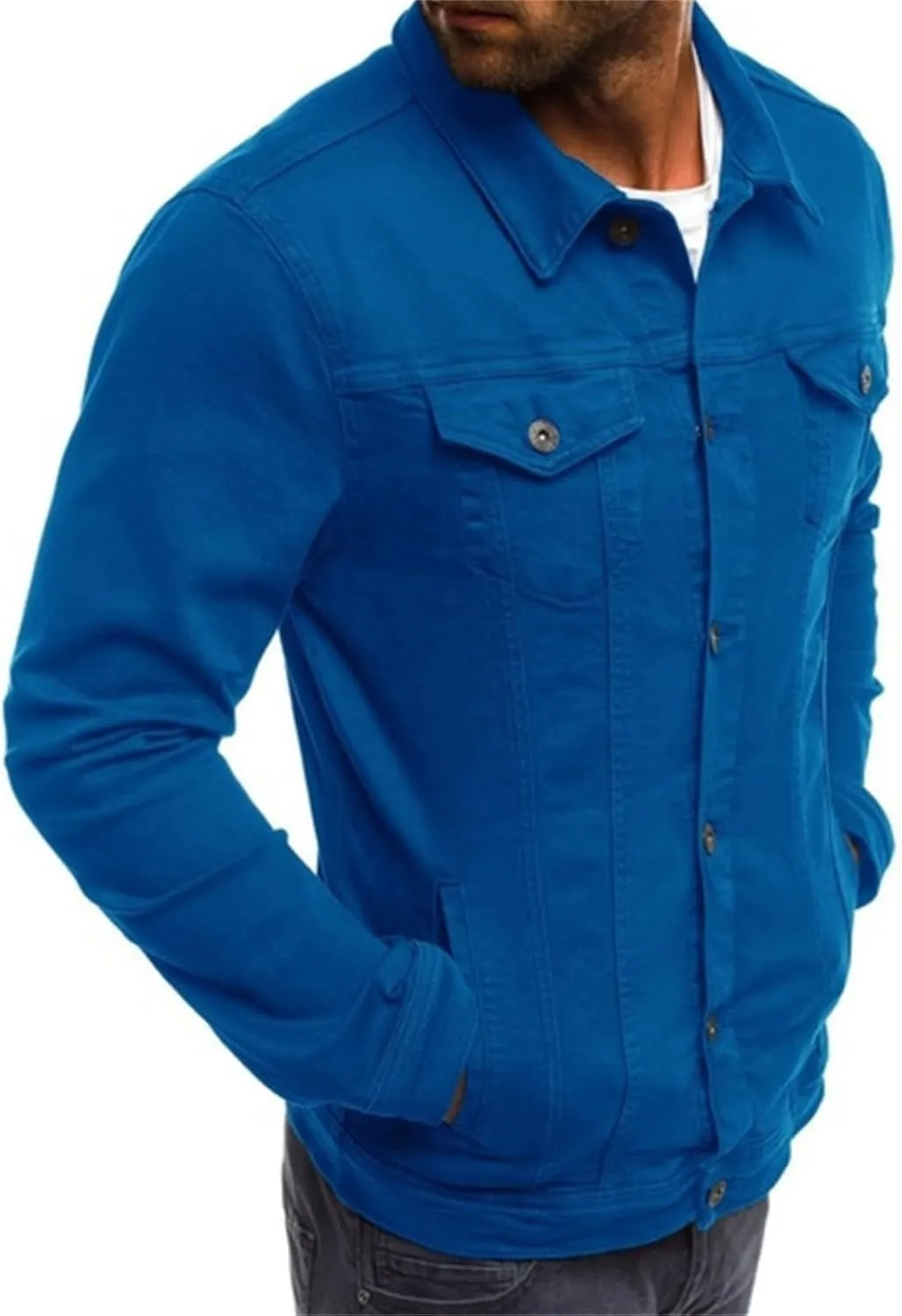 Men's Classic Denim Jean Jacket Long Sleeve Slim Fit Trucker Coat Cozy Regular Fit Button Up Field Outerwear Shirt