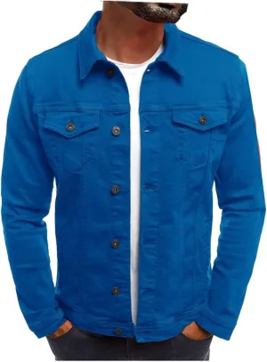 Men's Classic Denim Jean Jacket Long Sleeve Slim Fit Trucker Coat Cozy Regular Fit Button Up Field Outerwear Shirt