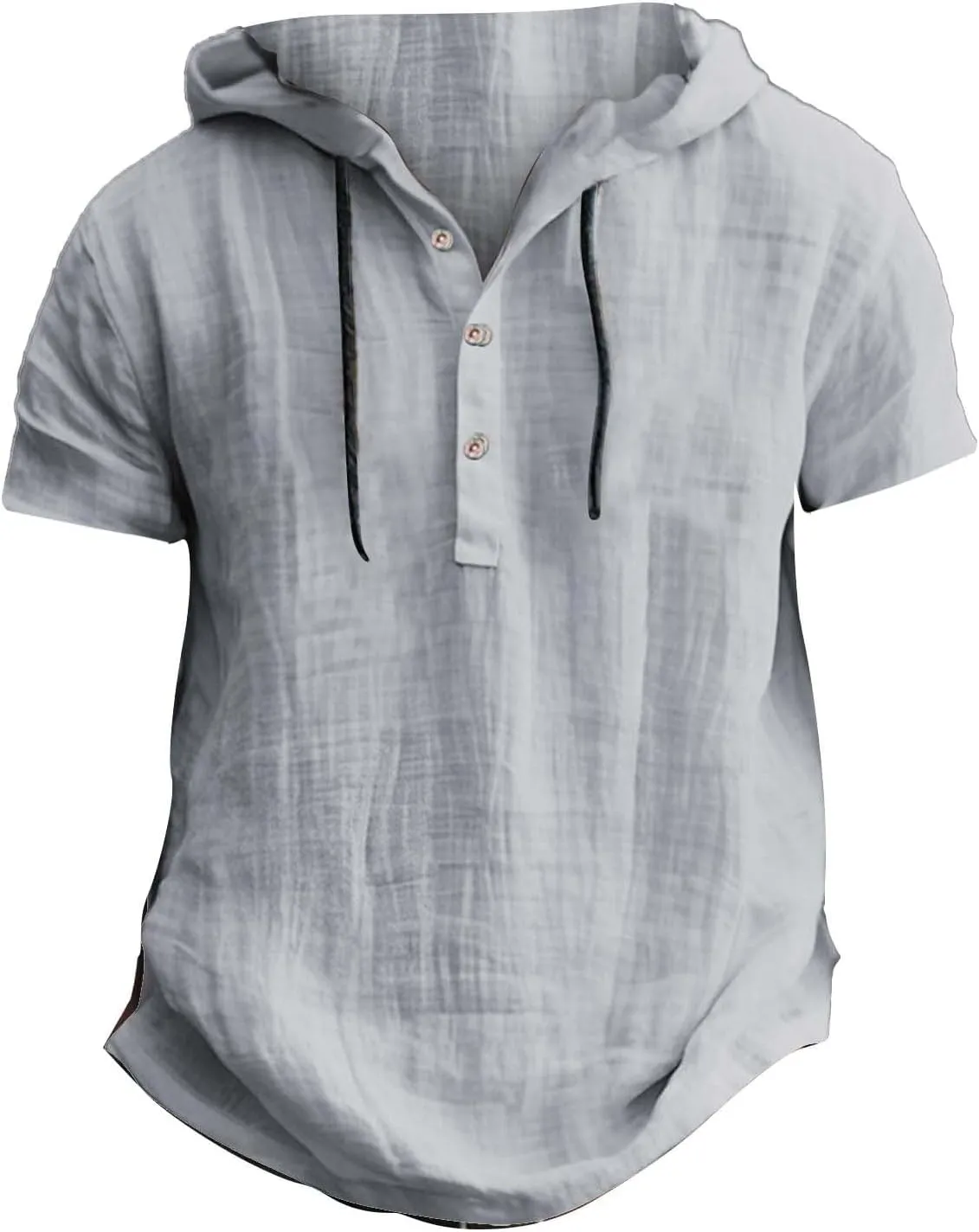 Men's Cotton Linen Shirts with Hood V Neck Short Sleeve Hooded Pullover 2025 Trendy Lace Tropical Summer Hippie Shirt
