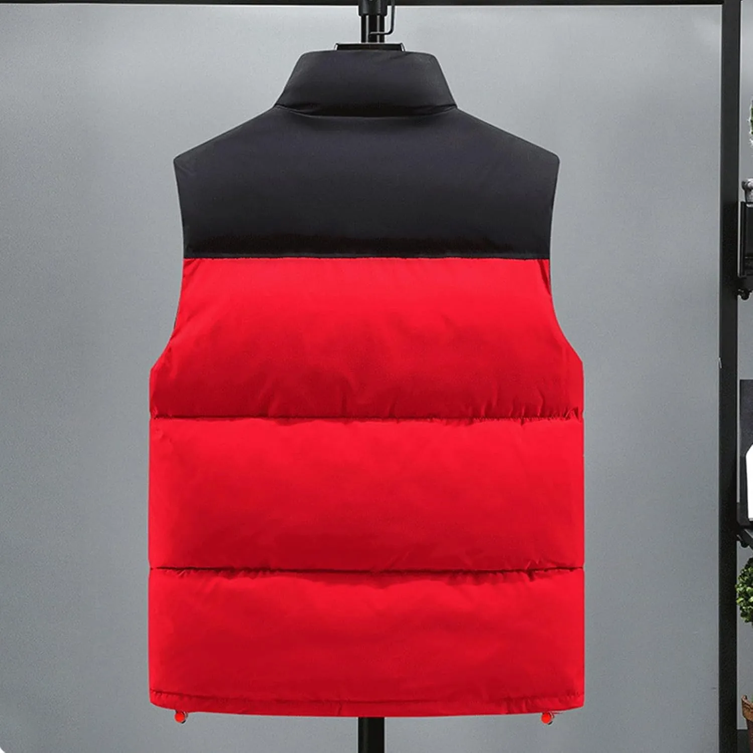 Mens Fashion Puffer Vest Soft Solid Color Zip Up Sleeveless Jacket Coat Outdoor Stand Collar with Pockets Vest
