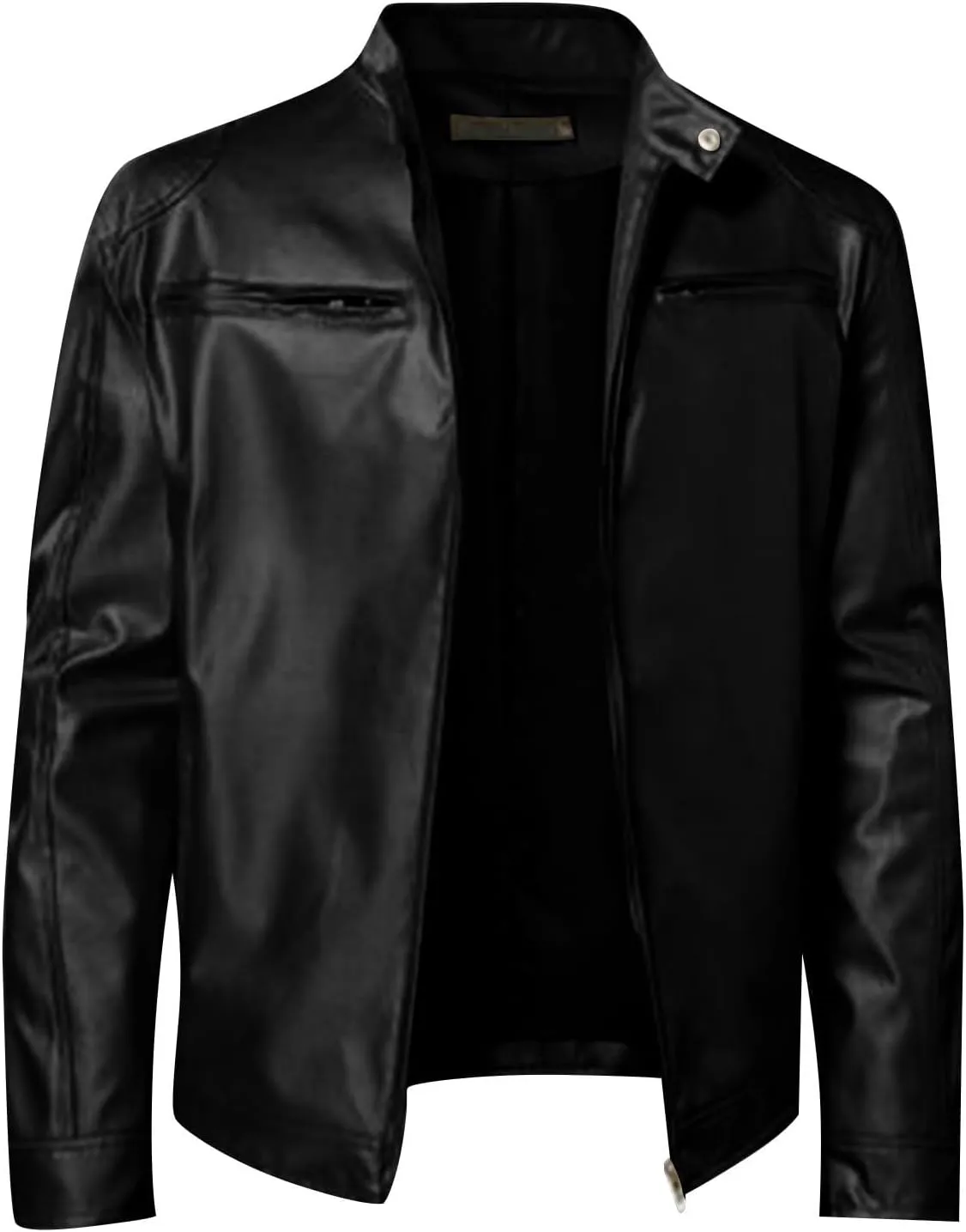 Mens Faux Lambskin Leather Biker Jacket Cafe Racer Vintage Real Brown Motorcycle Jackets with Zipper Pockets Multicoloured