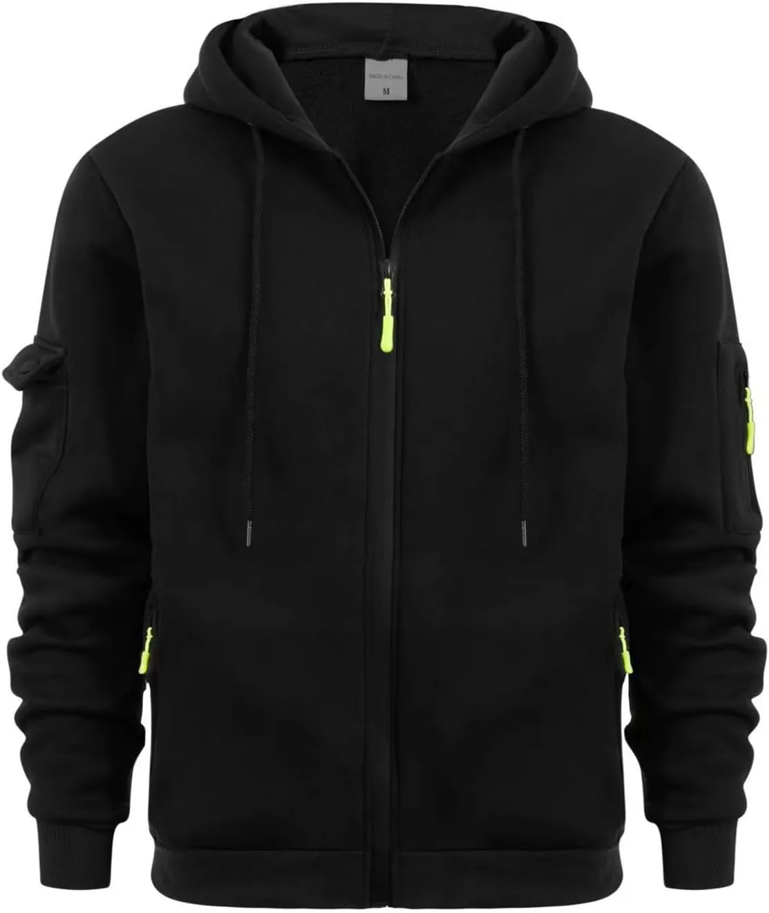Men's Full-Zip Hoodie Sweatshirt Casual Long Sleeve Shirts Solid Color Pullover Tops Drawstring Pockets Outfit Clothes