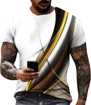 Mens Graphic T-Shirts Funny Digital Print Short Sleeve Shirts Slim Fit Graphic Summer Y2K Shirt Crewneck Western Tops