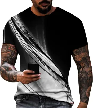Mens Graphic T-Shirts Funny Digital Print Short Sleeve Shirts Slim Fit Graphic Summer Y2K Shirt Crewneck Western Tops