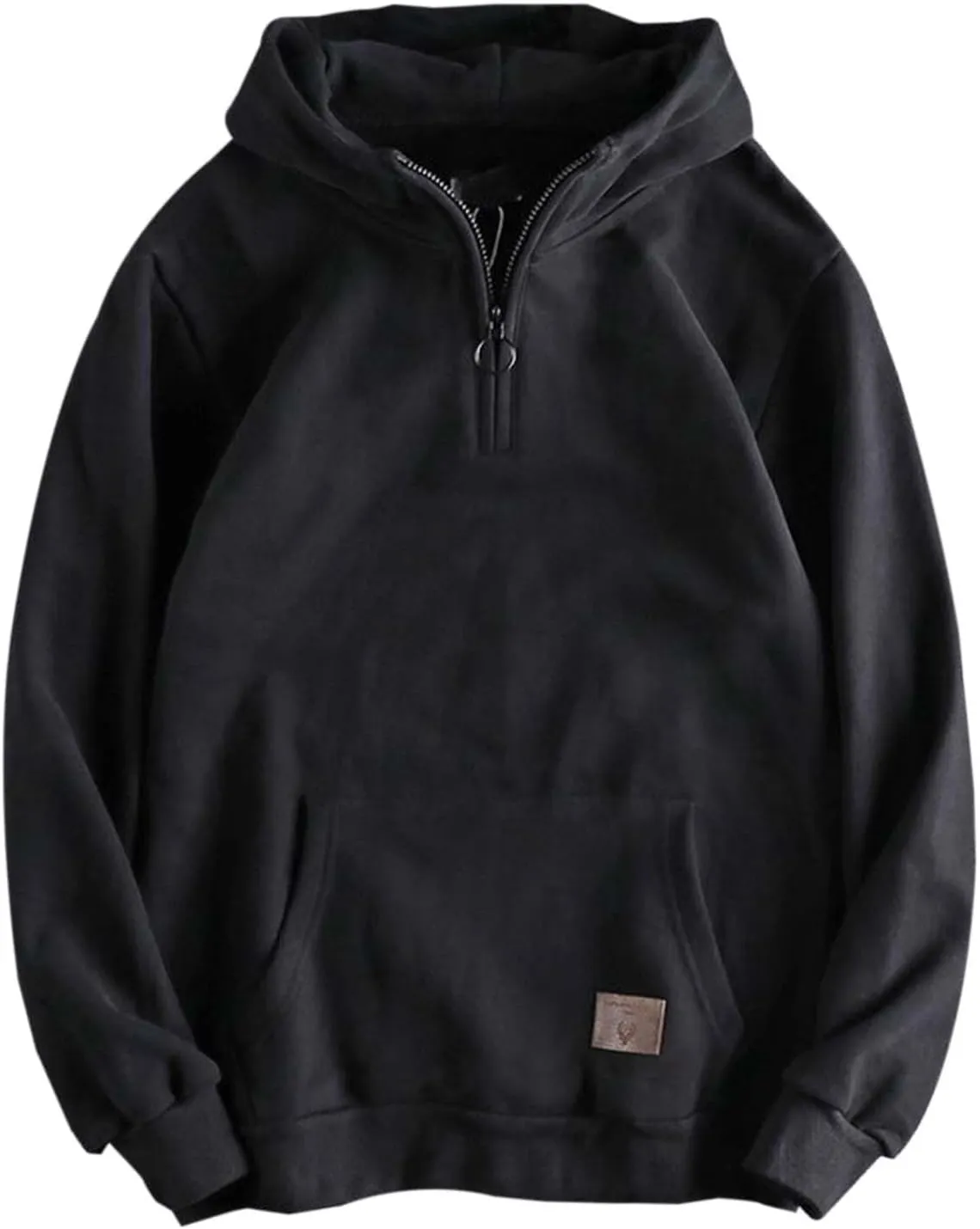 Men's Half-Zip Hoodies Sweatshirts Casual Long Sleeve Jackets Solid Color Pullover Tops Pockets Winter Outfit Clothes