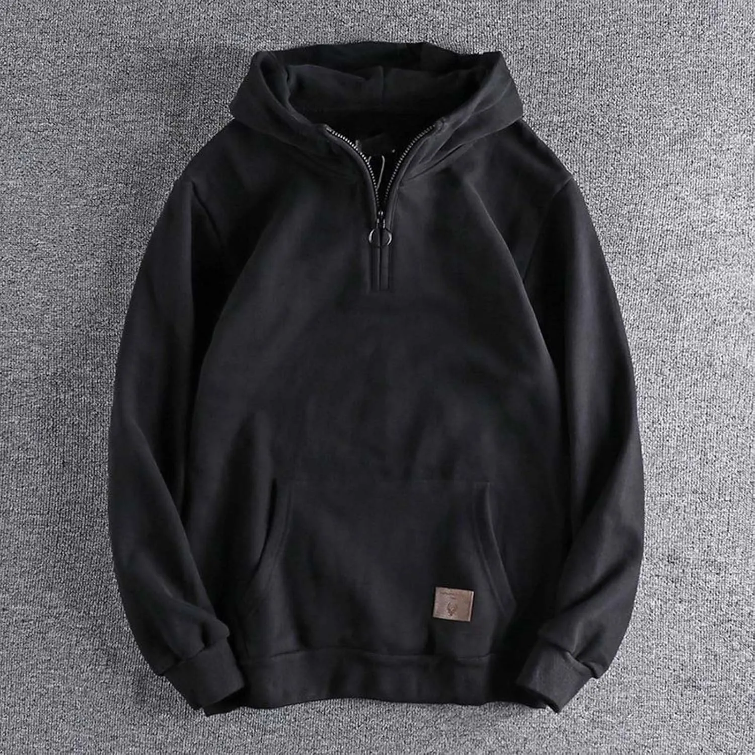 Men's Half-Zip Hoodies Sweatshirts Casual Long Sleeve Jackets Solid Color Pullover Tops Pockets Winter Outfit Clothes