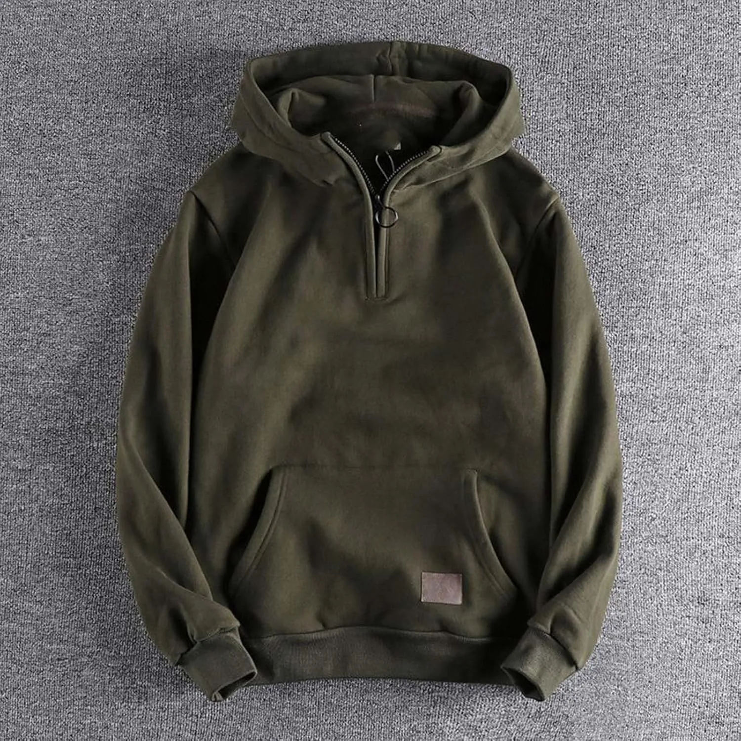 Men's Half-Zip Hoodies Sweatshirts Casual Long Sleeve Jackets Solid Color Pullover Tops Pockets Winter Outfit Clothes